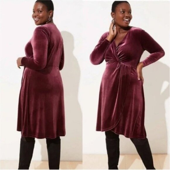 Loft Women's Velvet Knot Wrap Dress Size XL Color: Plum Preserve $89.50 - Picture 2 of 13